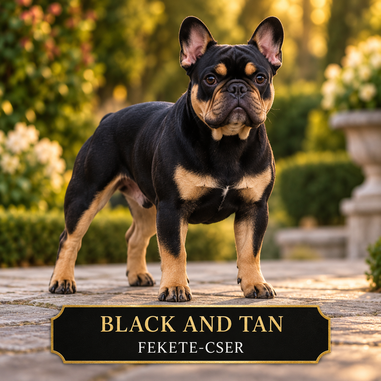 Black and tan francia bulldog Black and tan francia bulldog fekete szőrzettel és barna cser jegyekkel