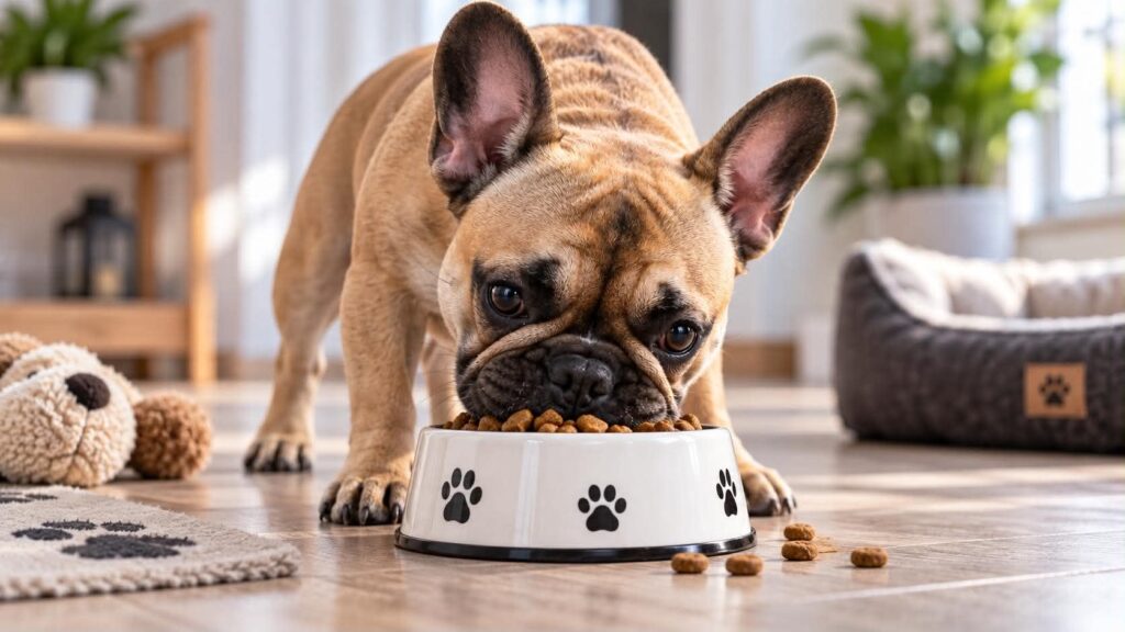 Francia bulldog etetése