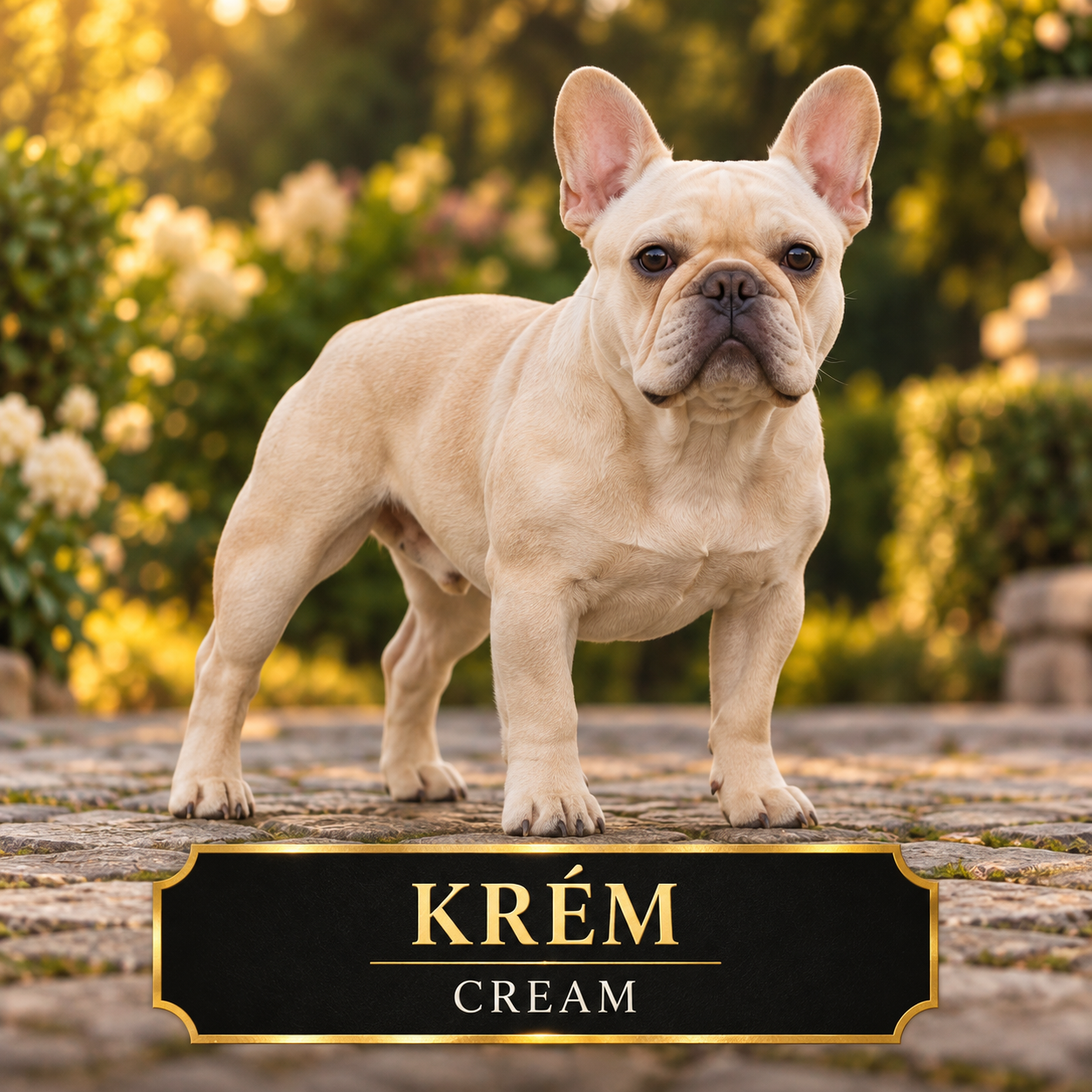 Cream francia bulldog Krém színű francia bulldog világos egységes szőrzettel