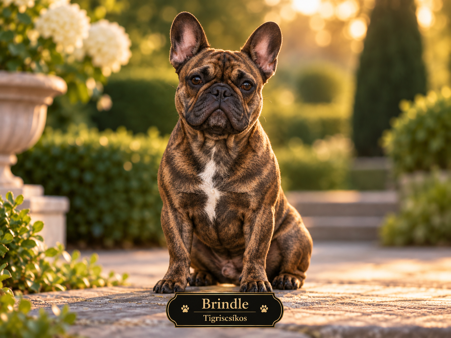 Brindle francia bulldog Brindle tigriscsíkos francia bulldog sötét és őzbarna szőrzettel