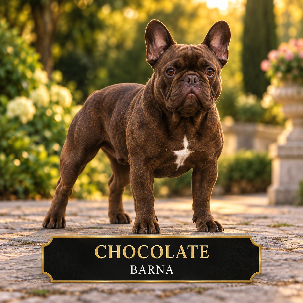Chocolate francia bulldog Chocolate barna francia bulldog barna pigmentációval