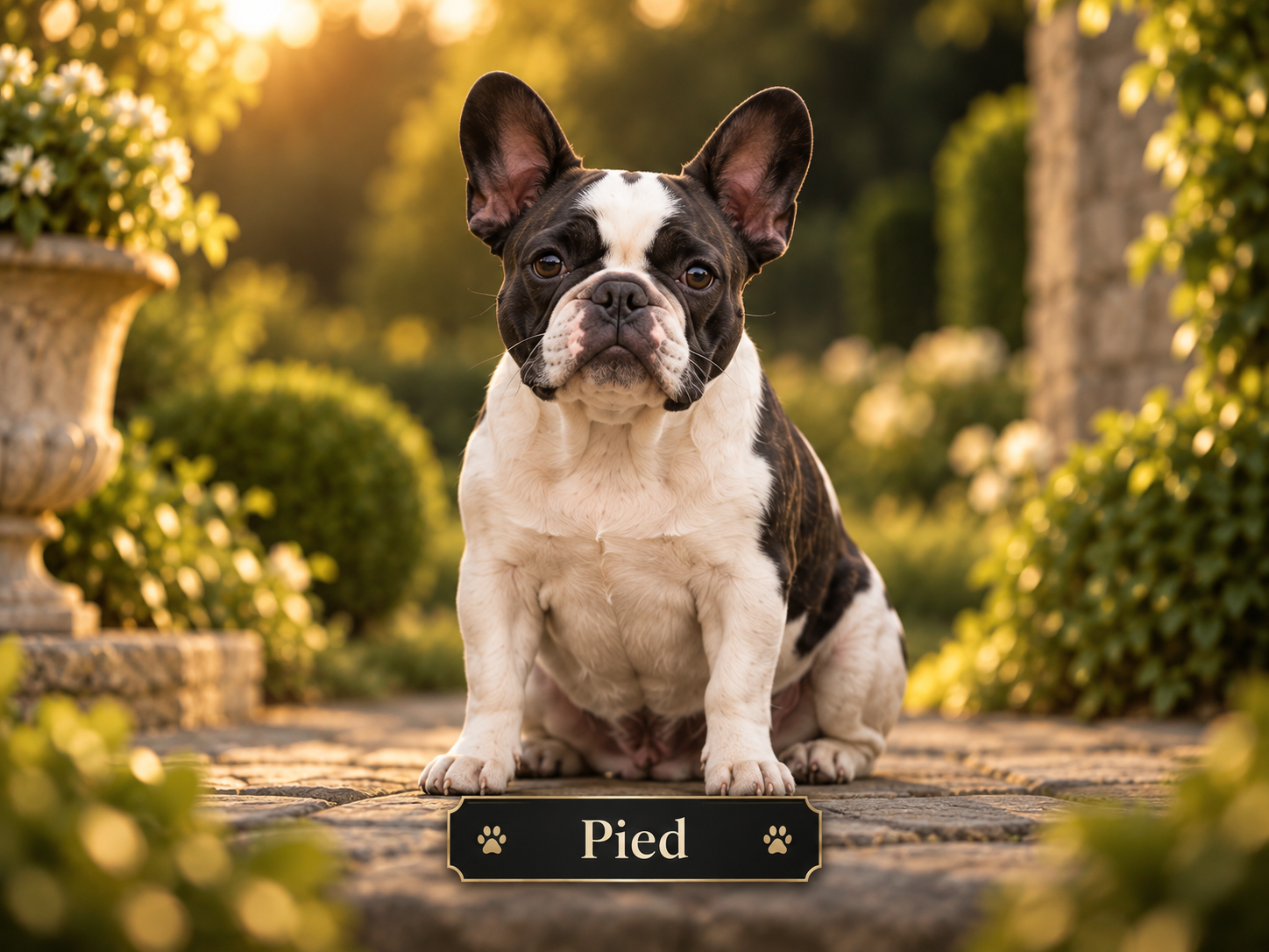 Pied francia bulldog Pied francia bulldog nagy fehér területekkel és színes foltokkal
