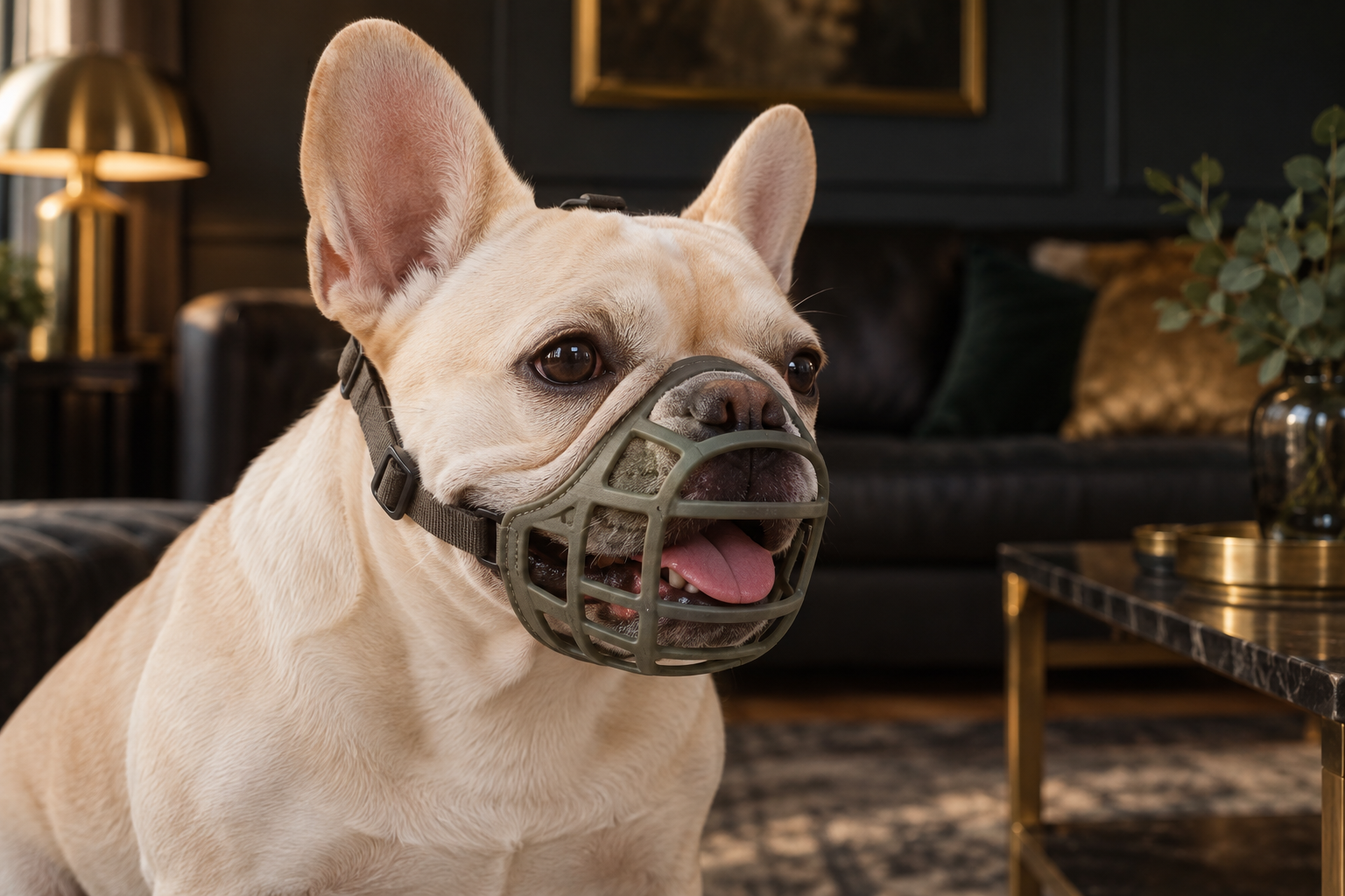 francia bulldog rövid orrú kutyáknak kialakított kosaras szájkosárban